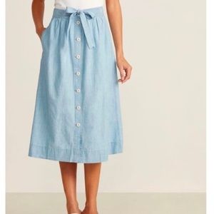 Madewell Chambray Tie Midi Skirt